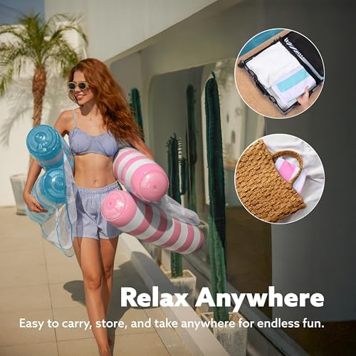 SLOOSH 2 Packs Hammock Pool Floats Adults, 4-in-1 Multi-Purpose Inflatable Pool Floats PVC Water Hammock Lounge Floaties