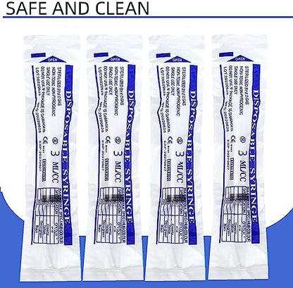 100 Pack Disposable 3ml/cc Lab Syringes with 23Ga 1 Inch Needle Luer Lock, Individually Sealed Packed