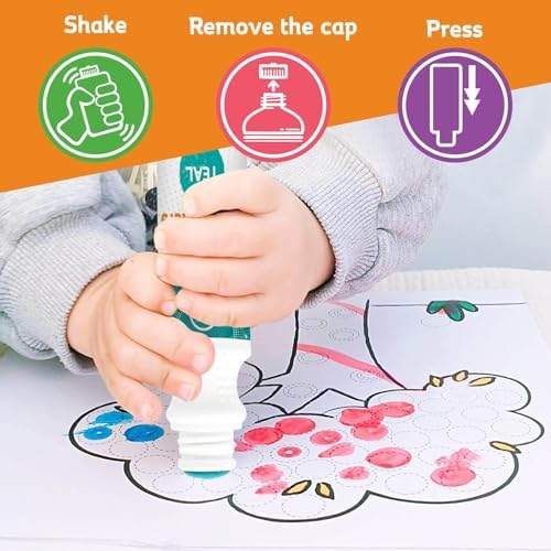 Dot Markers for Toddlers 1-3, 10 Colors Washable Bingo Daubers, Dot Art, Toddler Art and Crafts, Bingo Markers, Includes Free Dot Art Activity Book