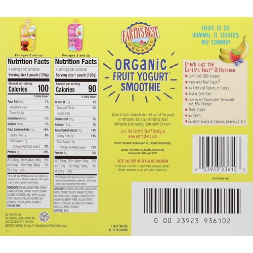 Earth's Best Sesame Street Smoothie Variety Pack, 33.6oz (Pack of 8)
