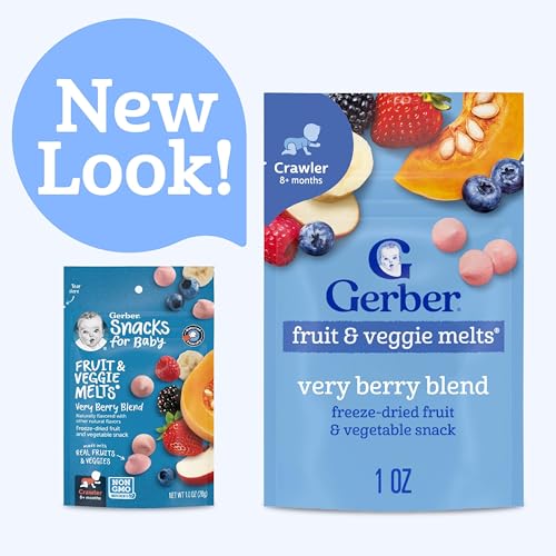 Gerber Stage 3 Baby Food Snacks, Very Berry Fruit and Veggie Melts, Baby Led Feeding, 7PK