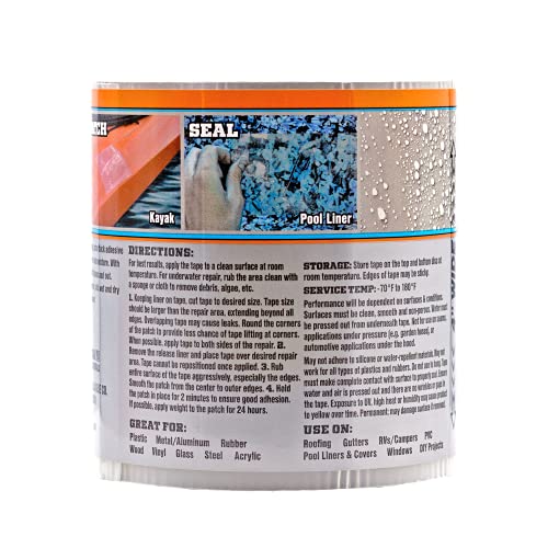 Gorilla Waterproof Patch & Seal Tape, Clear Tape, 4" x 8' (Pack of 2) - Permanent Weather Resistant Seal for Leaks and Repairs