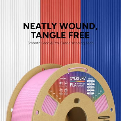 OVERTURE PLA Filament 1.75mm, Neatly Wound 3D Printer Filament 1kg Spool (2.2lbs), Dimensional Accuracy +/- 0.02 mm, Fit Most FDM 3D Printers (Pink)