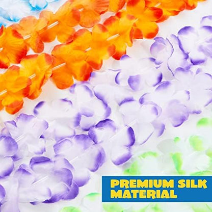 Joyin Toy 60 Counts Hawaiian Leis Bulk, Tropical Flower Lei Hawaiian Lei Beach Hawaii Luau Party Favors Decoration Birthday Party Supplies