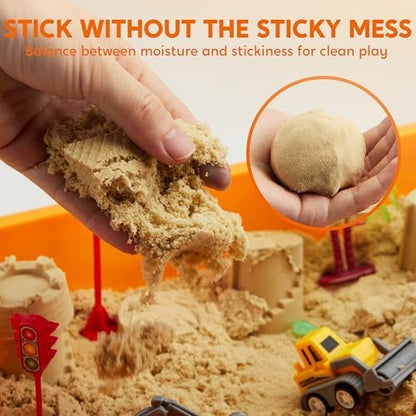 Klever Kits Construction Sensory Bin for Toddlers with Glow in The Dark Stones, Sandbox with Lid Castle Building kit, Preschool Learning Activities Gifts for Boys Girls Age 3+