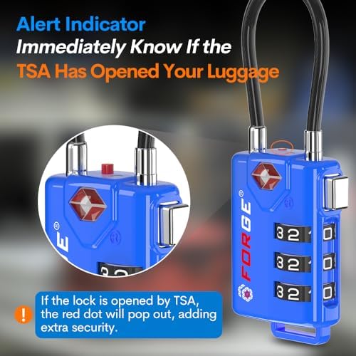 Bright Colors, TSA Approved Luggage Locks 4 Pack, Re-settable Combination with Alloy Body, Blue 4 Locks.