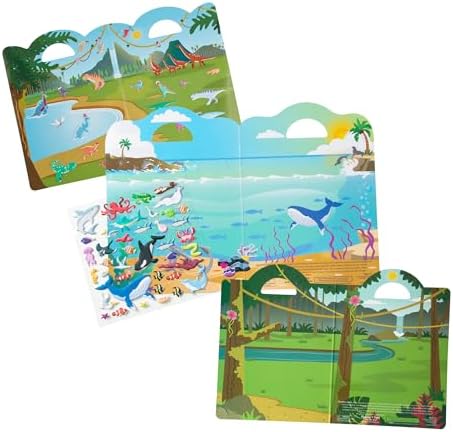 Melissa & Doug Reusable Puffy Sticker Wild Adventures Play Set 3-Pack (118 Stickers: Safari, Dinosaur, Ocean) - FSC Certified