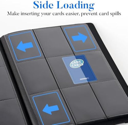 Premium 9 Pocket Card Binder for 540 Cards, Fabmaker PU Cover Trading Card Binder, Sturdy Card Collection Album, Sleek Card Holder Folders for YuGiOh, MTG, TCG, Game Cards & Sports Cards, Green