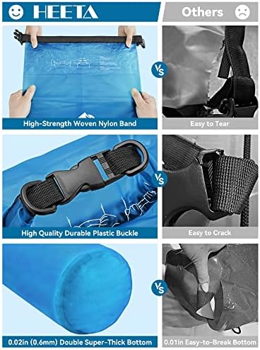 HEETA Dry Bag Waterproof for Women Men, 5L/10L/20L/30L/40L Roll Top Lightweight Dry Storage Bag Backpack with Phone Case for Travel Swimming Boating Kayaking Paddle Board Camping Beach Accessories