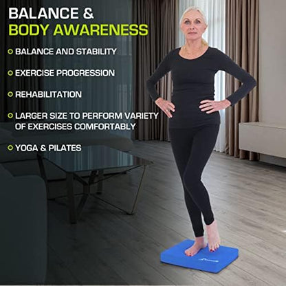 ProsourceFit Exercise Balance Pad – Non-Slip Cushioned Foam Mat & Knee Pad for Fitness and Stability Training, Yoga, Physical Therapy