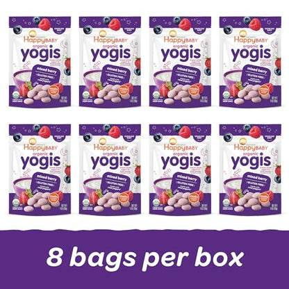 Happy Tot Organics Yogis Freeze-Dried Yogurt & Fruit Snacks, Mixed Berry, 1 Ounce (Pack of 8) packaging may vary