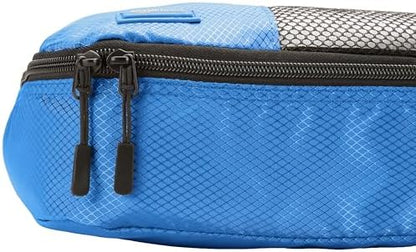 Amazon Basics Packing Cubes for Travel, Packing Organizers Set, 4-Piece-Set (2 Medium And 2 Large) With Double Zipper Pulls and Mesh Top Panel, 100% Durable Polyester, Blue