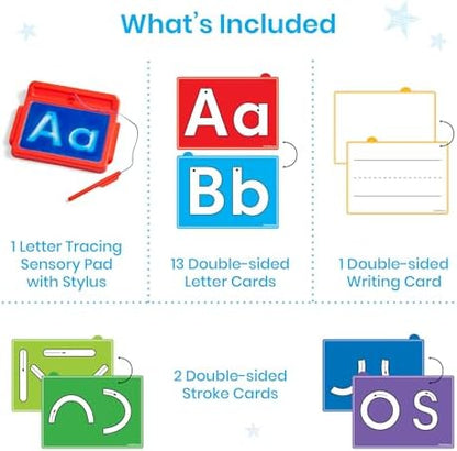 hand2mind Letter Tracing Sensory Pad, Reusable Handwriting Practice for Kids 3-5, Learn to Write, Letter Tracing Board, Toddler Writing Practice, Montessori Alphabet Toys, Preschool Learning Toys