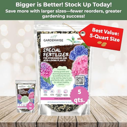 Slow Release Hydrangea Fertilizer with Iron & Sulfur – Indoor & Outdoor Soil Acidifier for Miracle Growth (1 qt)