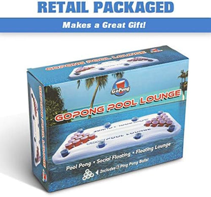 GoPong Pool Lounge Beer Pong Inflatable with Social Floating, White