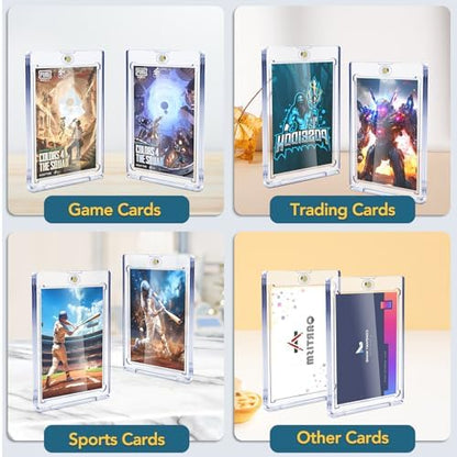 60ct Magnetic Card Holders, 35pt One Touch Card Holder, U-V Protection Hard Plastic Case for Trading Cards, Display Case for Sports, Baseball, Football, Game Cards