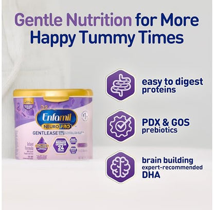 Enfamil NeuroPro Gentlease Baby Formula, Brain and Immune Support with DHA, Clinically Proven to Reduce Fusiness, Crying, Gas and Spit-up in 24 Hours, Non-GMO, 19.5 Oz