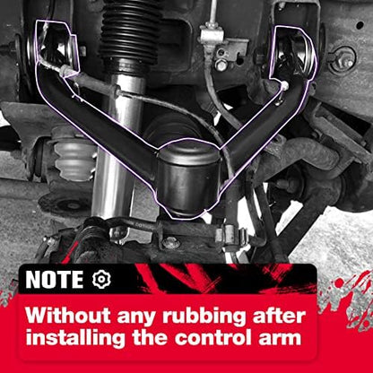 KSP Front Upper Control Arms for Silverado Sierra 1500 1999-2006, 2-4" Adjustable Tubular A-Arm Replacement Factory/Stock Suspension Arms After 2-4 inches Lift On Chevy GMC 4WD 4X4 RWD, 2PCS Black