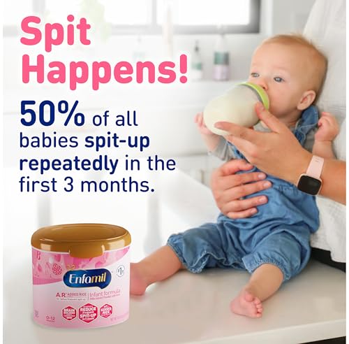 Enfamil A.R. Baby Formula, Added Rice Starch Formula to Reduce Reflux & Spit-Up, DHA for Brain Development, Probiotics to Support Digestive & Immune Health, Baby Milk, 19.5 Oz Tub, 4 Count