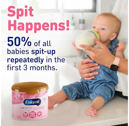 Enfamil A.R. Baby Formula, Added Rice Starch Formula to Reduce Reflux & Spit-Up, DHA for Brain Development, Probiotics to Support Digestive & Immune Health, Baby Milk, 19.5 Oz Tub, 4 Count