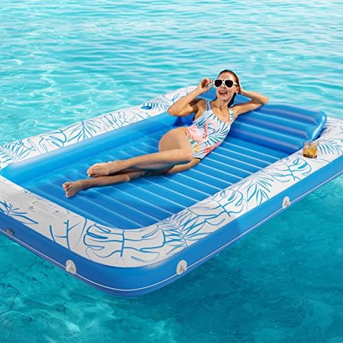 Jasonwell Inflatable Tanning Pool Lounger Float 4 in 1 Sun Tan Tub Sunbathing Lounge Raft Floatie Toys Water Filled Bed Mat Pad for Kids Adult Blow Up Kiddie Ball Pit Pool (XL)
