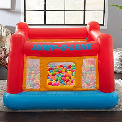 Intex Inflatable Jump-O-Lene Trampoline Bounce House with Crawl-Thru Door & Net - Indoor & Outdoor Backyard Blow-Up Bouncy Playhouse for Kids Ages 3-6