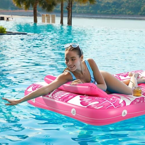 Inflatable Tanning Pool Lounger Float - Jasonwell 4 in 1 Sun Tan Tub Sunbathing Pool Lounge Raft Floatie Toys Water Filled Tanning Bed Mat Pad for Adult Blow Up Kiddie Pool Kids Ball Pit Pool