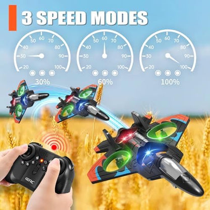 4DRC V32 Foam Remote Control Airplanes RC Planes for Kids Adults 8-16, RC Airplane Helicopter Drone Fighter Jet with Light, 360° Flip, Stunt Roll, Airplane Toy Gifts for Kids Boys Adults Beginners