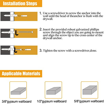 KURUI 510Pcs Wall Hanging Kit with Anchors and Screws, Picture Hanging Kit for Wall Decor Art, Frame, Canvas, Dry Wall Anchors Assortment Kit for Sheetrock Concrete Brick, 6 Sizes Picture Hangers
