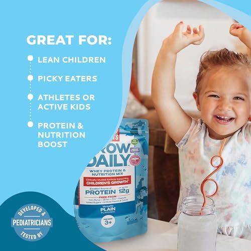 Healthy Heights Grow Daily Kids Protein Drink Mix (Plain) - High Protein Shake for Kids 3+
