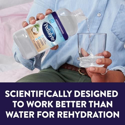 Pedialyte Electrolyte Drink, Hydration Drinks for Kids & Adults, Coconut Burst, 1 Liter, Pack of 4