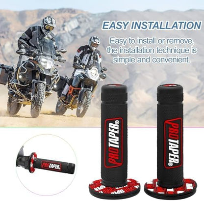 Linekong 7/8" 22mm Twist Throttle Grips Cable for CRF KLX TTR 110 125 150 200 250 cc Dirt Pit Bike (Red