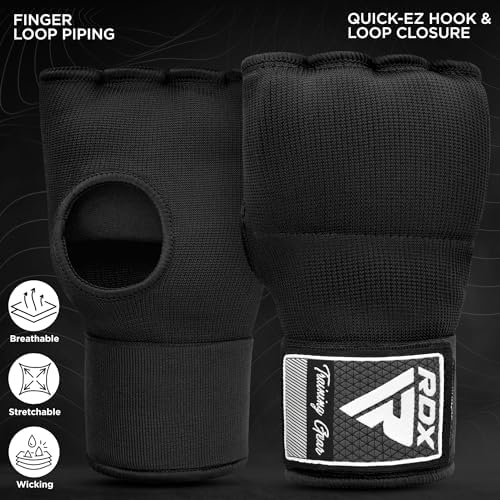 RDX Gel Boxing Hand Wraps Inner Gloves Men Women, Quick 100cm Long Wrist Straps, Elasticated Padded Fist Under Mitts Protection, Muay Thai MMA Kickboxing Martial Arts
