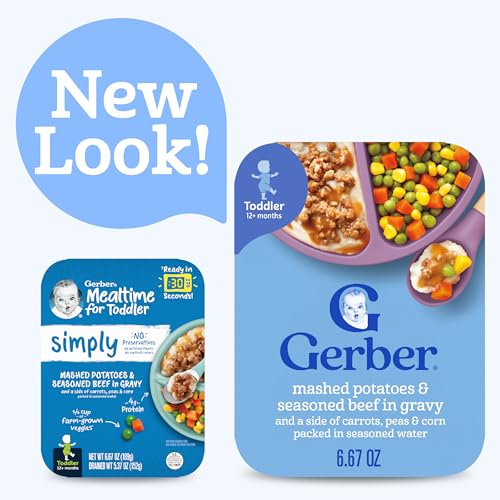 Gerber Toddler Food, Mashed Potatoes & Beef in Gravy, Mealtime for Toddler, 8PK