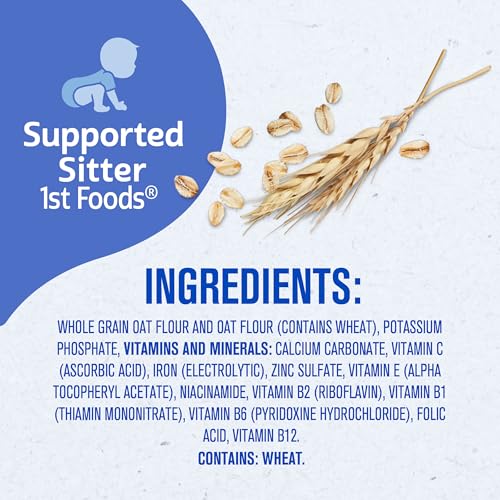 Gerber Stage 1 Baby Food, Baby Oatmeal Cereal, 8g Whole Grains, Iron, Zinc & Vitamin B12, Infant Cereal, 6-Pack