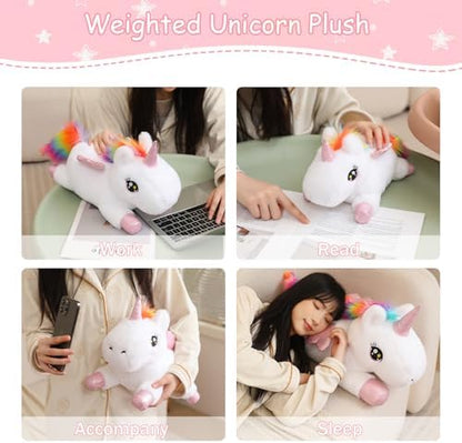 SQEQE Weighted Unicorn Plush, Weighted Unicorn Stuffed Animal, Cute Plushies Soft Pillow Toy Gift for Kids Adults 23.6 Inch, 3.1 Lbs