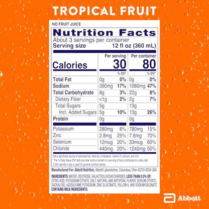 Pedialyte AdvancedCare Electrolyte Solution Has PreActivPrebiotics | Hydration Drink | Tropical Fruit, 1 Liter, Pack of 4