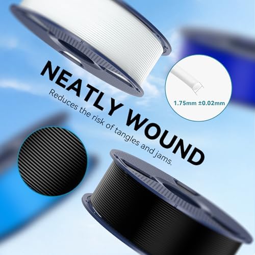 SUNLU 3D Printer Filament, Neatly Wound PLA Filament 1.75 mm, Dimensional Accuracy +/- 0.02mm, Fit Most FDM 3D Printers, 1kg Spool (2.2lbs), 330 Meters, Transparent 3D Printing Filament, Clear Red