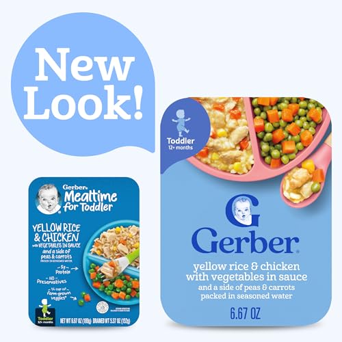 Gerber Toddler Food, Yellow Rice & Chicken, Mealtime for Toddler, 8PK