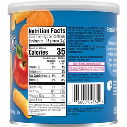 Gerber Stage 3 Baby Food Snacks, Apple Sweet Potato Lil' Crunchies, Snacks for Babies, Baby Led Feeding, 6-Pack