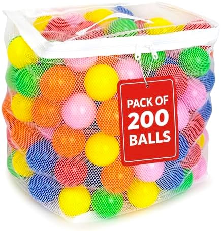 Play Balls for Ball Pit, Plastic Crush Proof, Phthalate & BPA Free, Assorted Colors (200 Balls)
