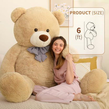 MaoGoLan Big Teddy Bear, 6 Feet Life Size Huge Plush Stuffed Animal, Adorable and Soft Teddy Bear Gift for Christmas, Valentine's, Birthday, or Long Distance