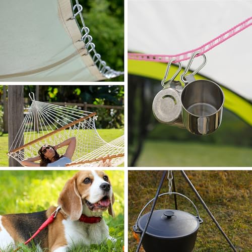 Small Carabiner Clip Hooks, 25pcs 1.97 inch Carabiners Heavy Duty, 304 Stainless Steel Spring Snap Hook Fits Camping Hiking, Metal Clips for Rope Chain Keys Rings