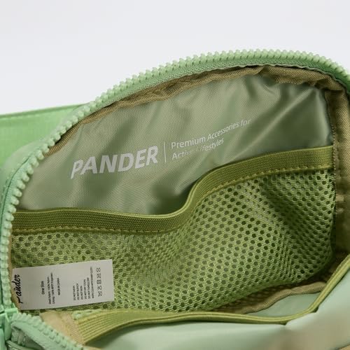 Pander Two Way Zipper Fanny Pack Nylon Everywhere Belt Bag for Women, Water Repellent Waist Packs, Crossbody Bags with Adjustable Strap. (Green Asparagus)