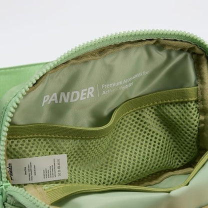 Pander Two Way Zipper Fanny Pack Nylon Everywhere Belt Bag for Women, Water Repellent Waist Packs, Crossbody Bags with Adjustable Strap. (Green Asparagus)