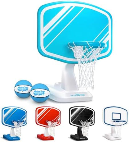 GoSports Splash Hoop PRO Swimming Pool Basketball Game, Includes Poolside Water Basketball Hoop, 2 Balls and Pump – Aqua