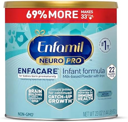 Enfamil NeuroPro EnfaCare High Calorie Premature Baby Formula, Milk-Based with Iron, Brain-Building DHA, Vitamins & Minerals for Immune Support, easy-to-digest proteins, Baby Milk, 23 Oz Can