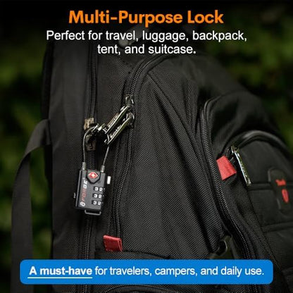 TSA Approved Cable Luggage Locks, Re-settable Combination with Alloy Body