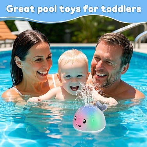 Baby Boy Bath Toys, Toddler Bath Toys for Kids Ages 1-3, Light Up Whale Bath Toy Sprinkler, Pool Water Table Infant Baby Toys 6-12-18 Months, Bathtub Fountain Toy Boys 1st Birthday 1 2 3 Gifts