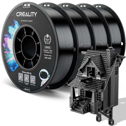 Official Creality PETG 3D Printer Filament 1.75mm 4KG (8.8lbs), High Precision, Strong Toughness, Odorless, Better Flow, Moistureproof 3D Printing CR PETG Filament, Black(4-Pack)